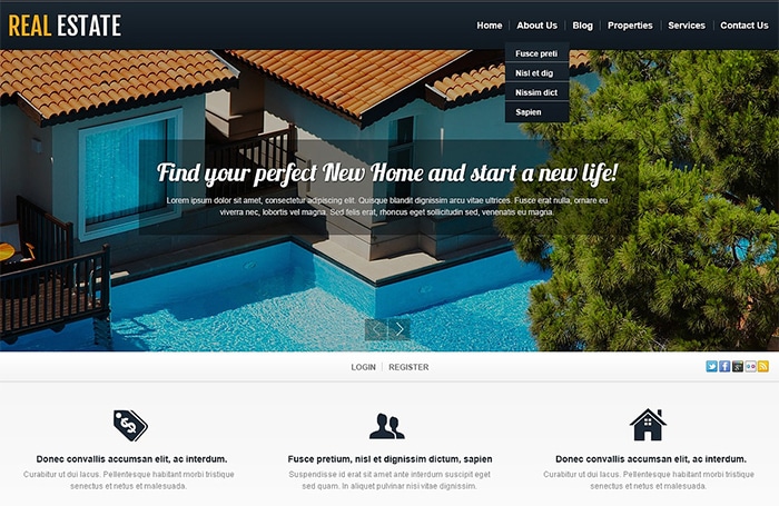 White Real Estate WordPress Theme