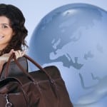 business woman traveling world