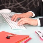 woman typing keyboard mouse